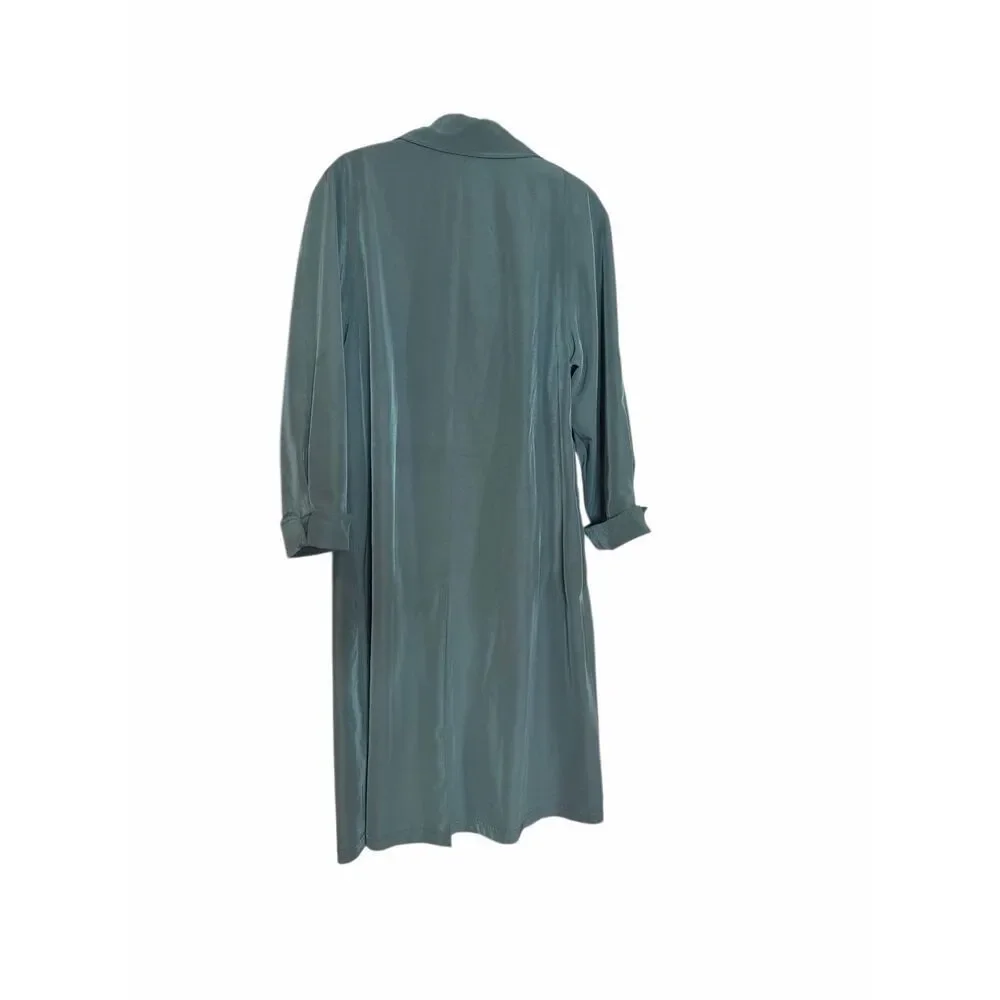 Vintage Utex Eaton Button Front Trench Coat with Shoulder Pads Green Size 10